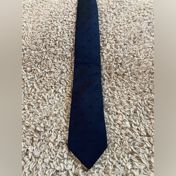 Navy blue bonjour tie, with small squares - Picture 1 of 3